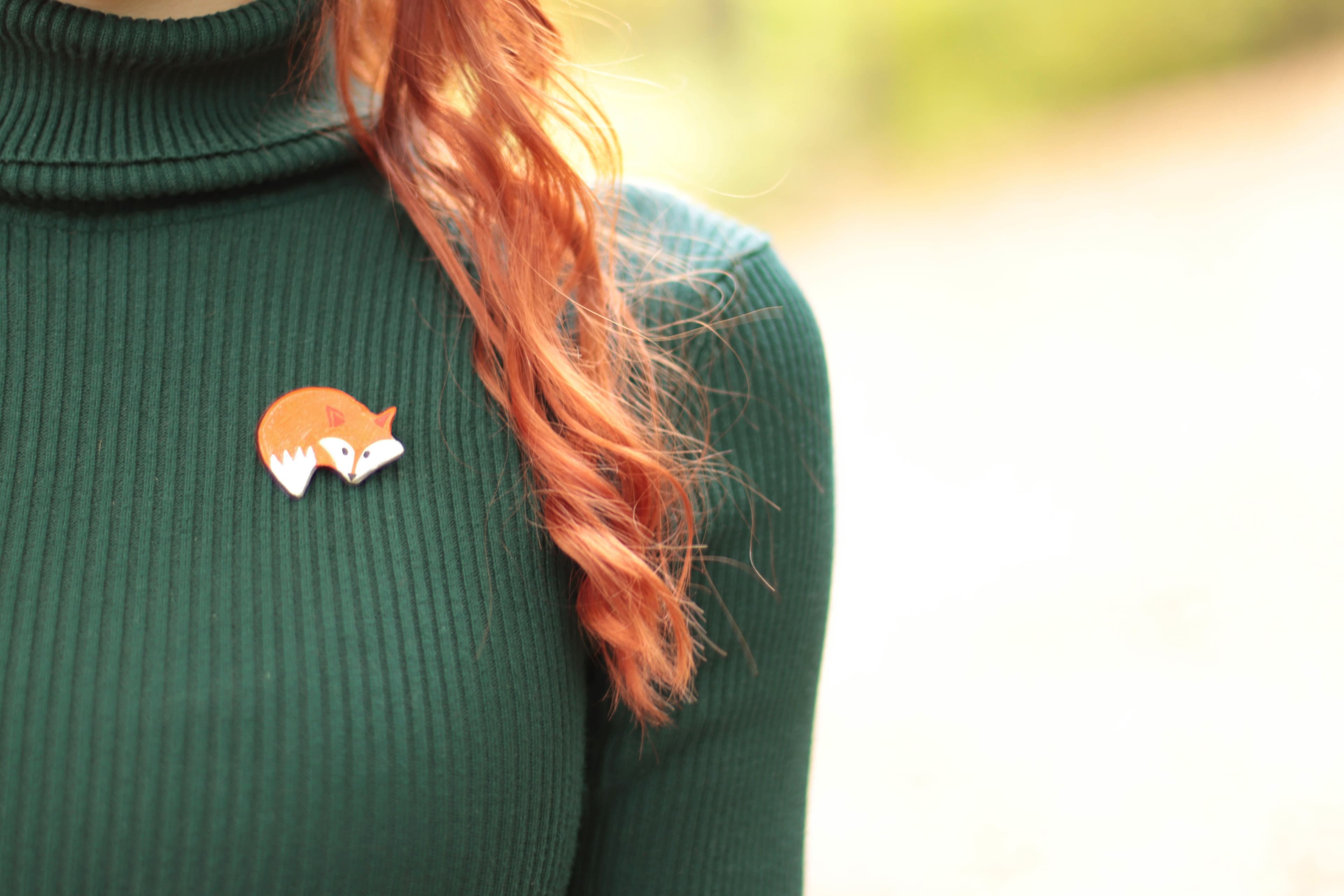 Liška - keramická brož